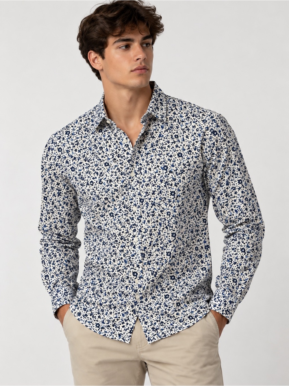 I.N.C international concept men floral blue and white